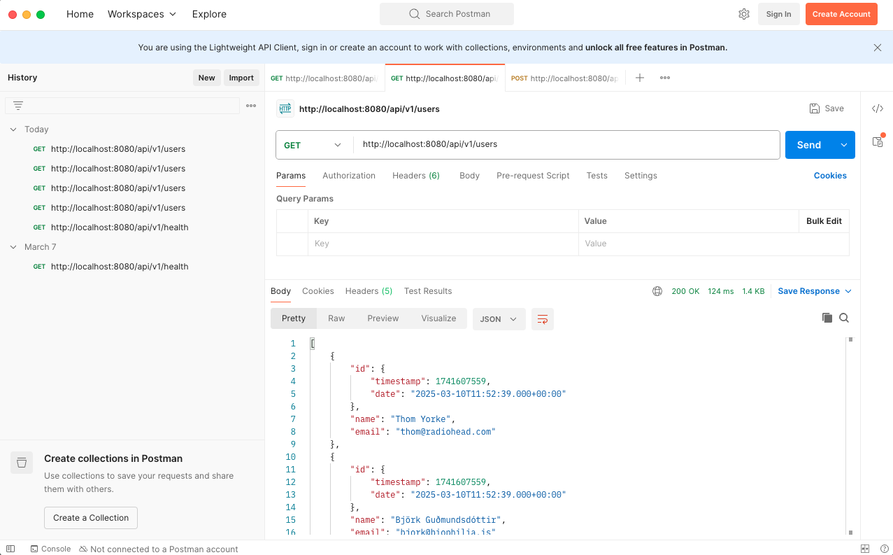 Get all users testing